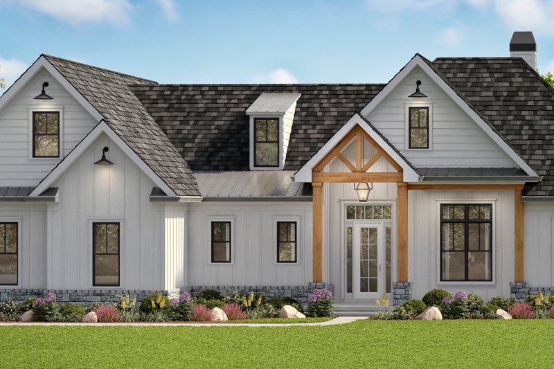 Dream House Plan - Farmhouse Exterior - Front Elevation Plan #54-389