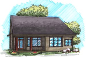 Exterior - Rear Elevation for Craftsman House Plan #70-1027 - 2 bed, 2 bath