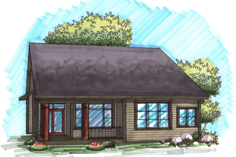 Architectural House Design - Exterior - Rear Elevation for Craftsman House Plan #70-1027 - 2 bed, 2 bath