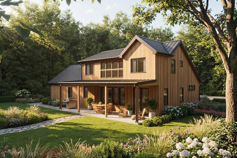 House Blueprint - Exterior - Rear Elevation for Farmhouse House Plan #48-1216 - 3 bed, 2.5 bath