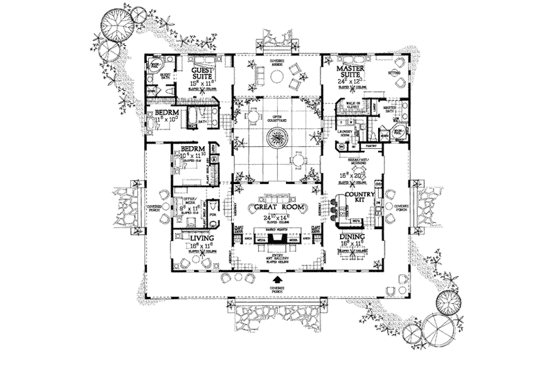 Dream House Plan - Floor Plan - Main Floor for Mediterranean House Plan #72-177 - 4 bed, 3.5 bath
