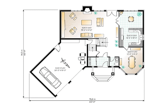 Floor Plan - Main Floor for European House Plan #23-296 - 5 bed, 2.5 bath