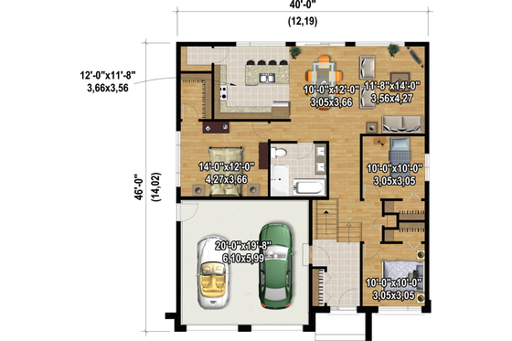 Floor Plan - Main Floor for Contemporary House Plan #25-4888 - 3 bed, 1 bath