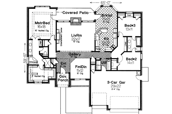 Floor Plan - Main Floor for European House Plan #310-133 - 3 bed, 2 bath