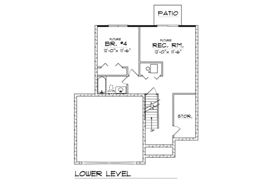 Floor Plan - Lower Floor for Traditional House Plan #70-152 - 3 bed, 2.5 bath
