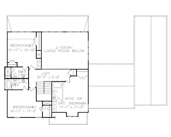 Craftsman Floor Plan - Upper Floor Plan #54-447