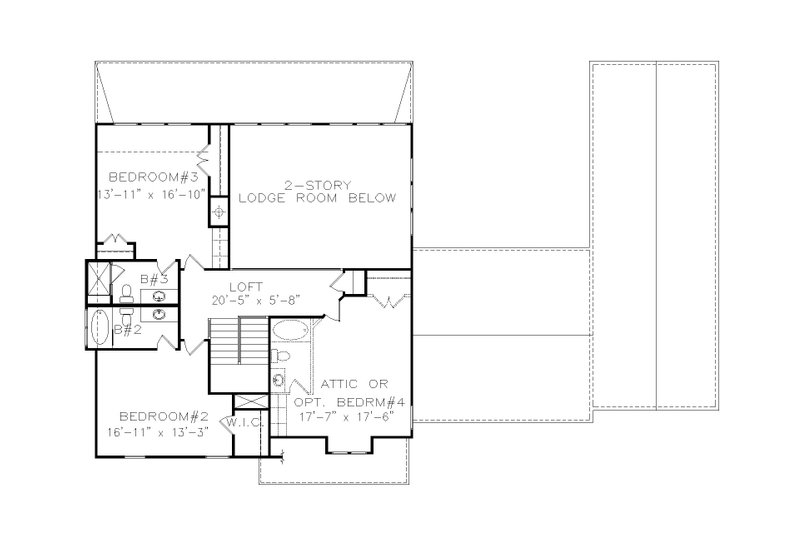 Dream House Plan - Floor Plan - Upper Floor for Craftsman House Plan #54-447 - 3 bed, 3.5 bath