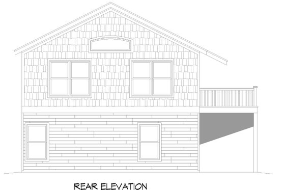 Exterior - Rear Elevation for Farmhouse House Plan #932-552 - 1 bed, 2 bath