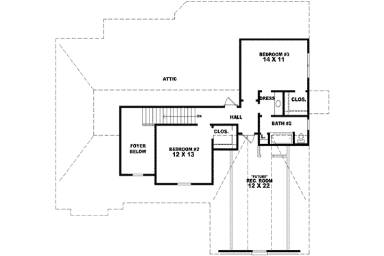 Floor Plan - Upper Floor for Traditional House Plan #81-882 - 3 bed, 2.5 bath