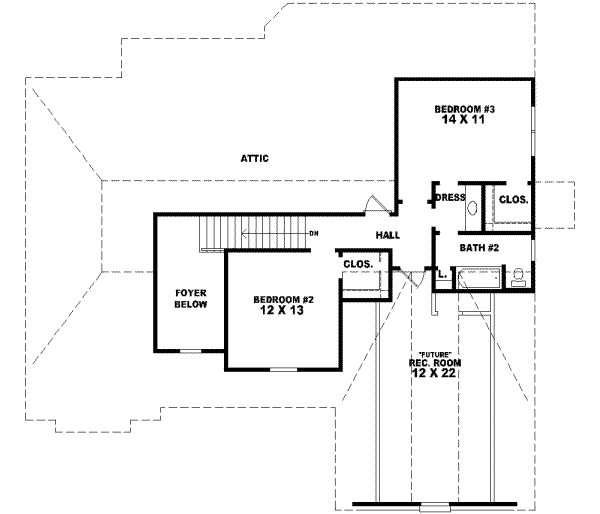 Traditional Floor Plan - Upper Floor Plan #81-882