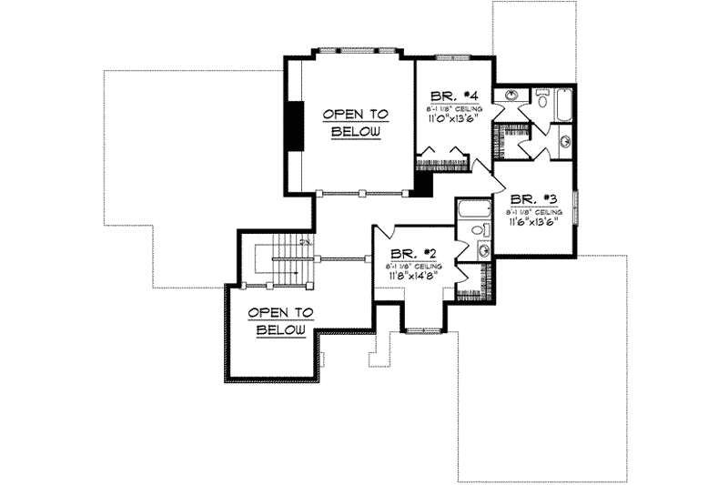 Home Plan - Floor Plan - Upper Floor for European House Plan #70-850 - 4 bed, 3.5 bath