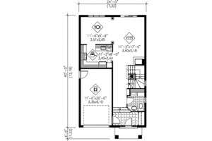 Floor Plan - Main Floor for European House Plan #25-2256 - 3 bed, 1.5 bath