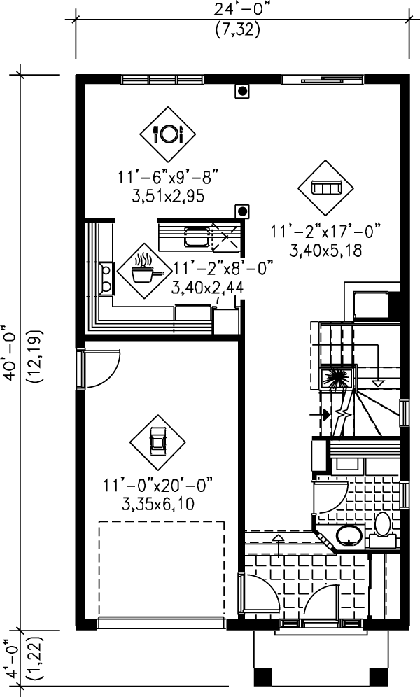 House Blueprint - European Floor Plan - Main Floor Plan #25-2256