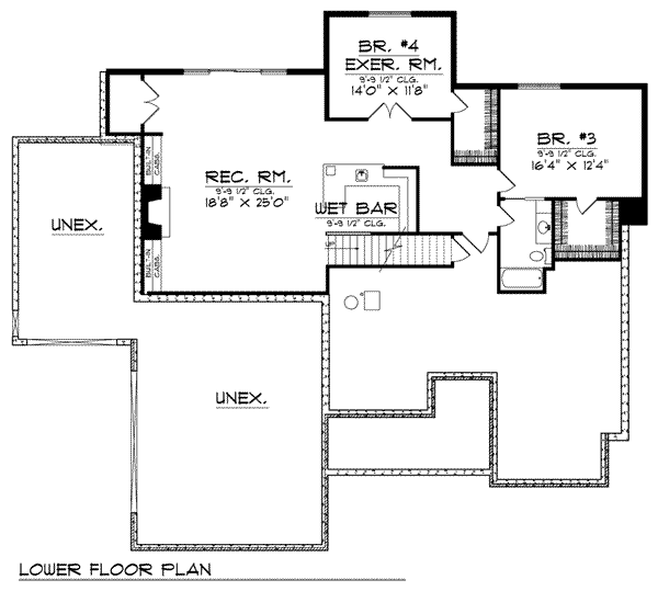 Southern Floor Plan - Lower Floor Plan #70-807