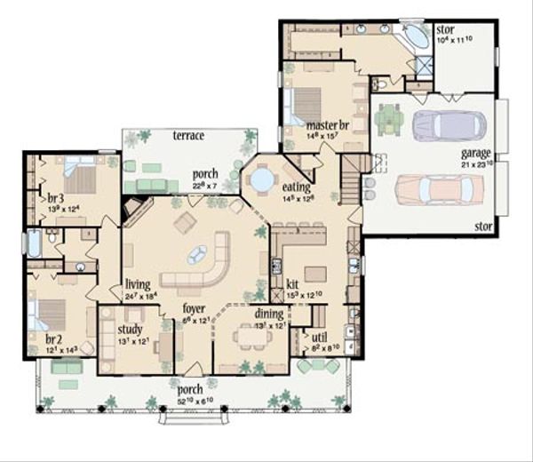 House Design - Traditional Floor Plan - Main Floor Plan #36-210