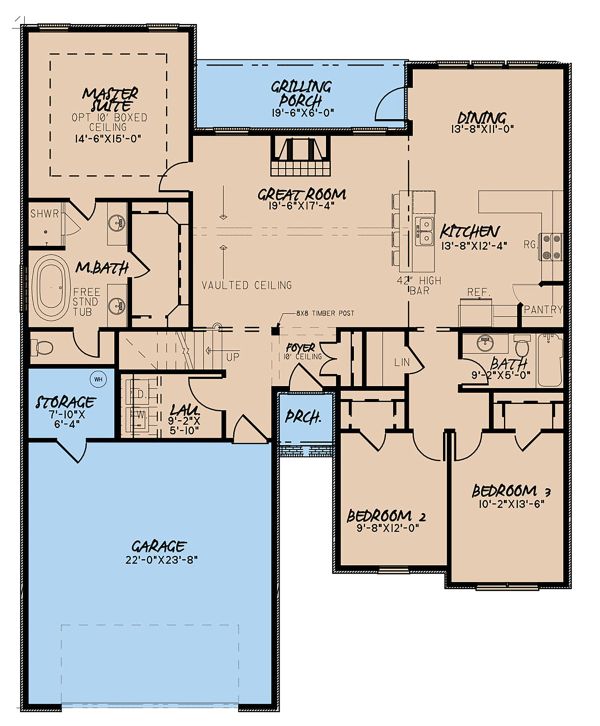 Architectural House Design - Traditional Floor Plan - Main Floor Plan #923-145