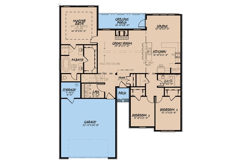 Architectural House Design - Floor Plan - Main Floor for Traditional House Plan #923-145 - 3 bed, 2 bath