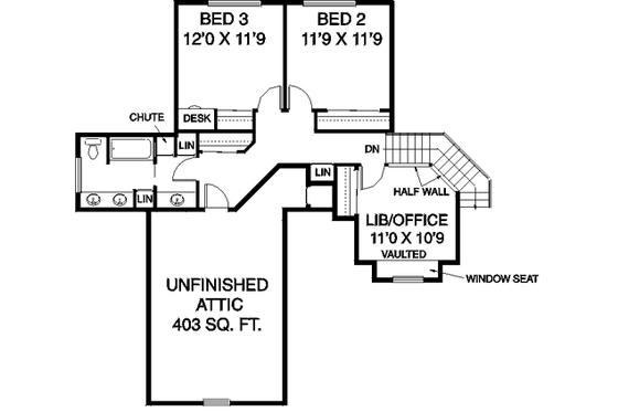 Floor Plan - Upper Floor for Traditional House Plan #60-262 - 4 bed, 2.5 bath