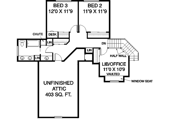 House Blueprint - Traditional Floor Plan - Upper Floor Plan #60-262