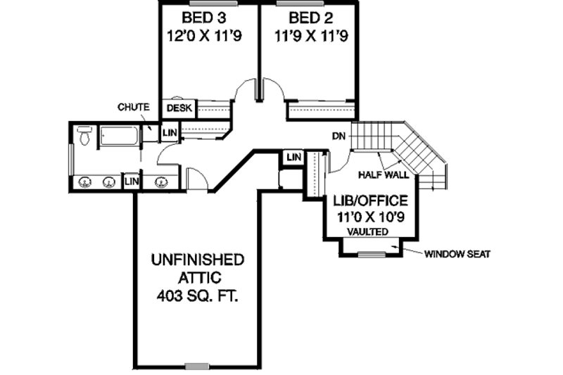 House Blueprint - Floor Plan - Upper Floor for Traditional House Plan #60-262 - 4 bed, 2.5 bath