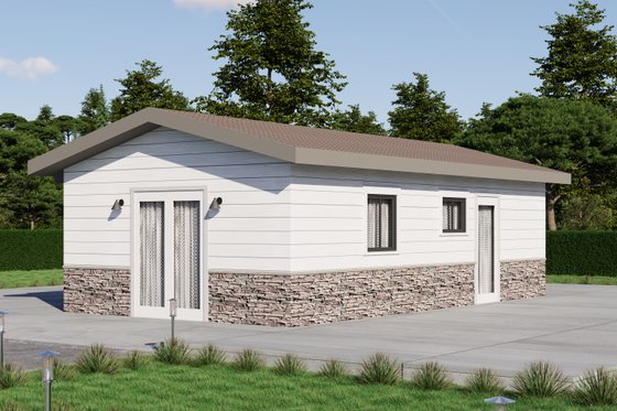Exterior - Front Elevation 3 for Ranch House Plan #1106-145 - 1 bed, 1 bath