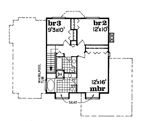Floor Plan - Upper Floor for Traditional House Plan #47-209 - 3 bed, 2.5 bath