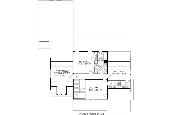 Floor Plan - Upper Floor for Farmhouse House Plan #927-995 - 4 bed, 2.5 bath