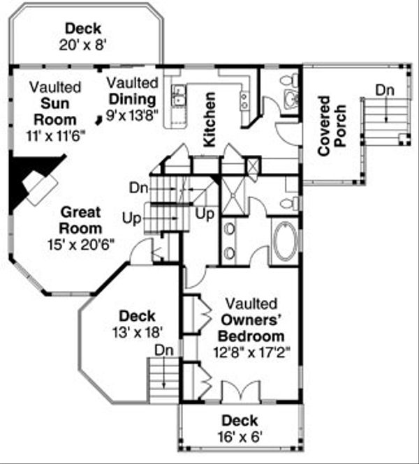 Architectural House Design - Craftsman Floor Plan - Main Floor Plan #124-784