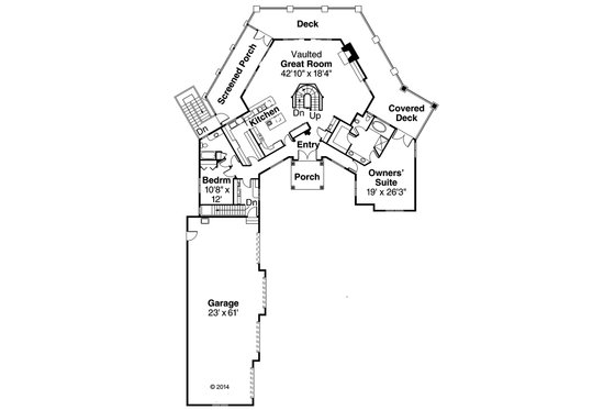 European style house plan, main level floor plan