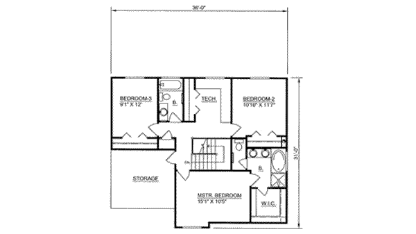 Traditional Floor Plan - Upper Floor Plan #116-211