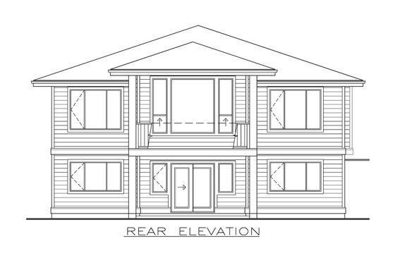 Exterior - Rear Elevation for Prairie House Plan #1100-17 - 2 bed, 2 bath