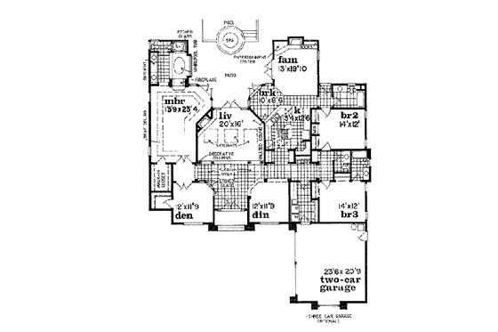 Floor Plan - Main Floor for Mediterranean House Plan #47-221 - 3 bed, 2.5 bath