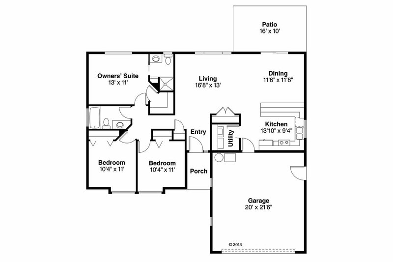 Home Plan - Floor Plan - Main Floor for Ranch House Plan #124-905 - 3 bed, 2 bath