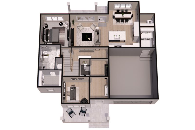 House Blueprint - Floor Plan - Main Floor 1 for Bungalow House Plan #51-1361 - 4 bed, 3.5 bath
