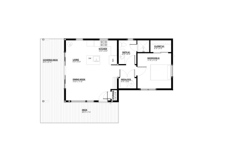 Architectural House Design - Floor Plan - Main Floor for Modern House Plan #895-143 - 1 bed, 1 bath