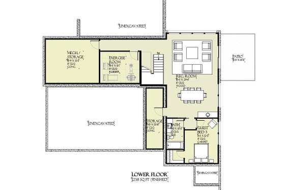 Floor Plan - Lower Floor for Modern House Plan #901-151 - 4 bed, 3.5 bath