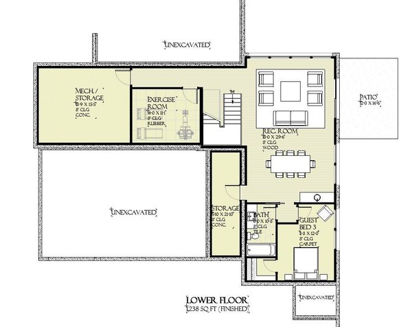 Architectural House Design - Modern Floor Plan - Lower Floor Plan #901-151