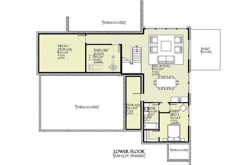 House Plan Design - Floor Plan - Lower Floor for Modern House Plan #901-151 - 4 bed, 3.5 bath