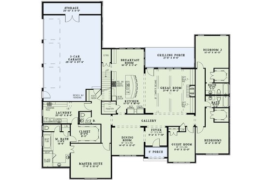 Floor Plan - Main Floor for European House Plan #17-2497 - 4 bed, 4.5 bath