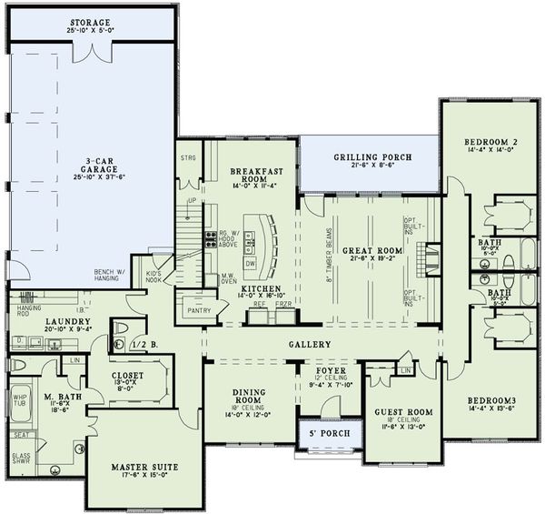 Architectural House Design - European Floor Plan - Main Floor Plan #17-2497