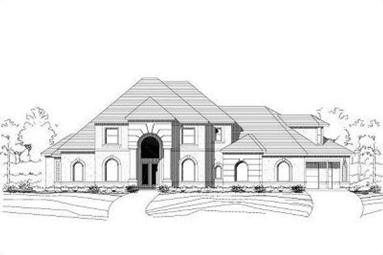 Exterior - Front Elevation for European House Plan #411-713 - 5 bed, 4.5 bath