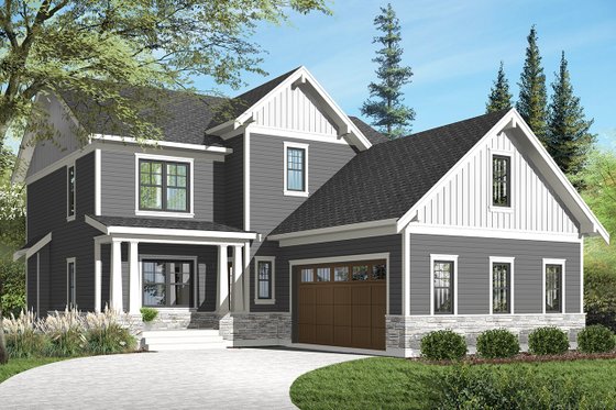 Exterior - Front Elevation 1 for Traditional House Plan #23-2557 - 3 bed, 2.5 bath