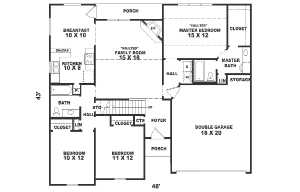 Southern Floor Plan - Main Floor Plan #81-219