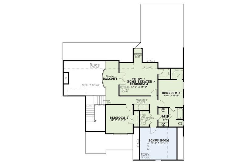Home Plan - Floor Plan - Upper Floor for European House Plan #17-2415 - 3 bed, 2.5 bath