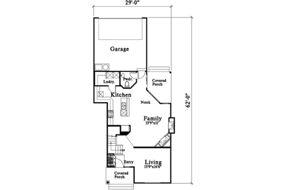 Floor Plan - Main Floor for Traditional House Plan #78-105 - 3 bed, 2.5 bath