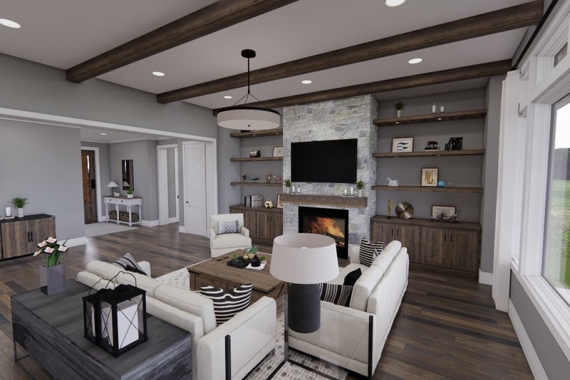 Home Plan - Interior - Family Room for Farmhouse House Plan #51-1246 - 3 bed, 2 bath