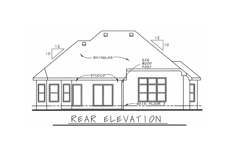 Architectural House Design - Exterior - Rear Elevation for Traditional House Plan #20-1609 - 3 bed, 2 bath
