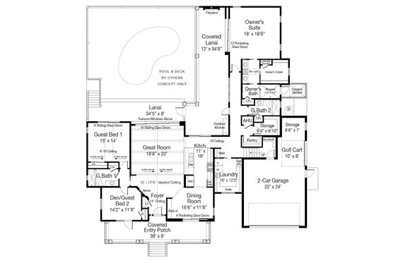 Floor Plan - Main Floor for Cottage House Plan #938-130 - 3 bed, 3 bath