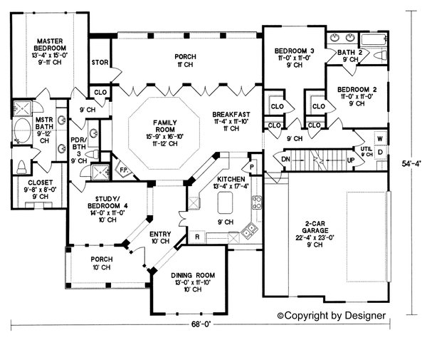 Architectural House Design - Country Floor Plan - Main Floor Plan #20-130