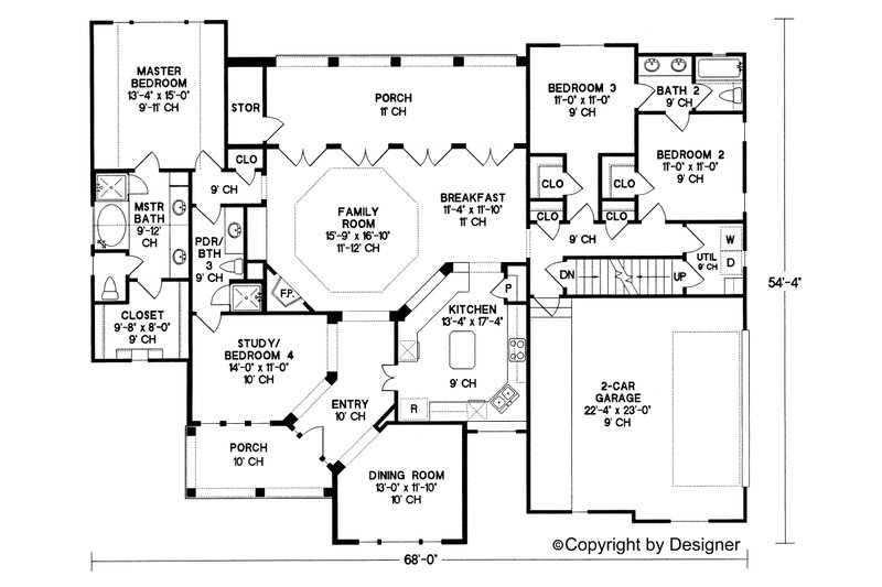 House Plan Design - Floor Plan - Main Floor for Country House Plan #20-130 - 3 bed, 3 bath